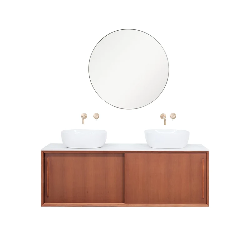 Mobiliario de baño - Cerámica blanca - Lavabo Alexis V - Teca (150 cm) - Nestor
