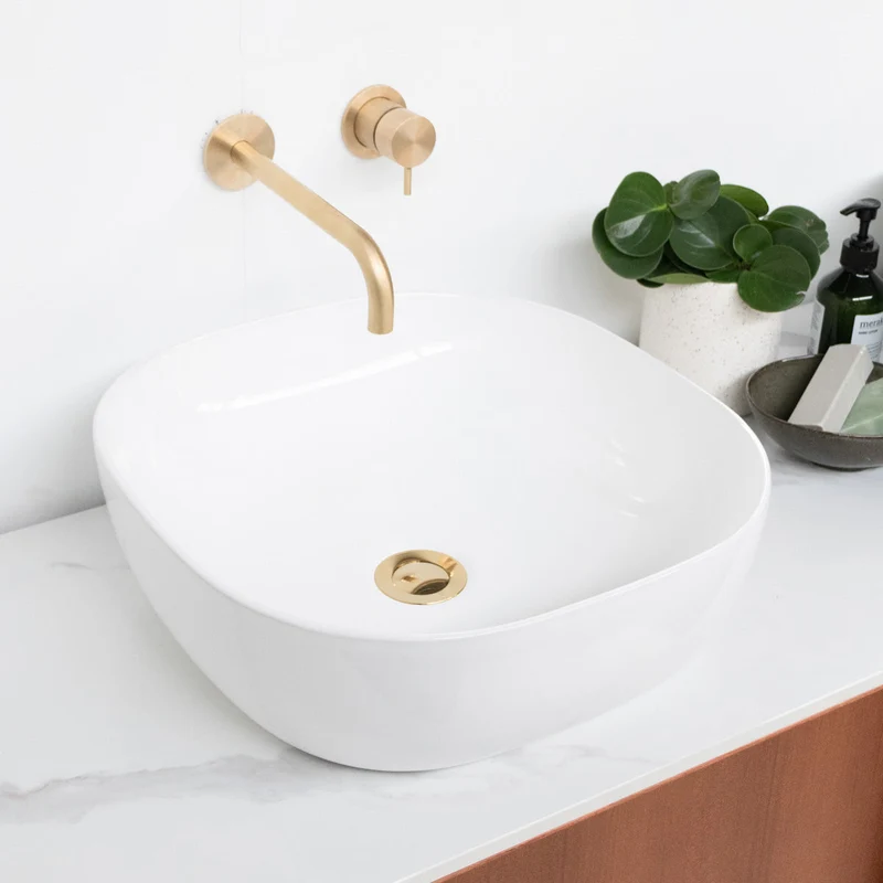 Mobiliario de baño - Cerámica blanca - Lavabo Alexis V - Teca (150 cm) - Nestor