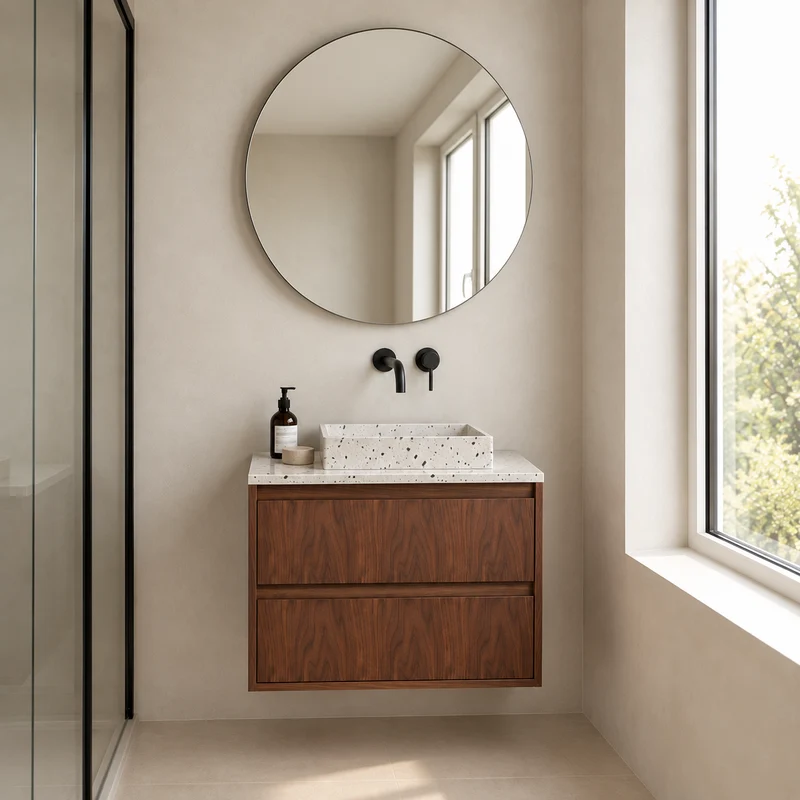 Mueble de baño Terrazzo Ann - Mueble Nogal - 80cm