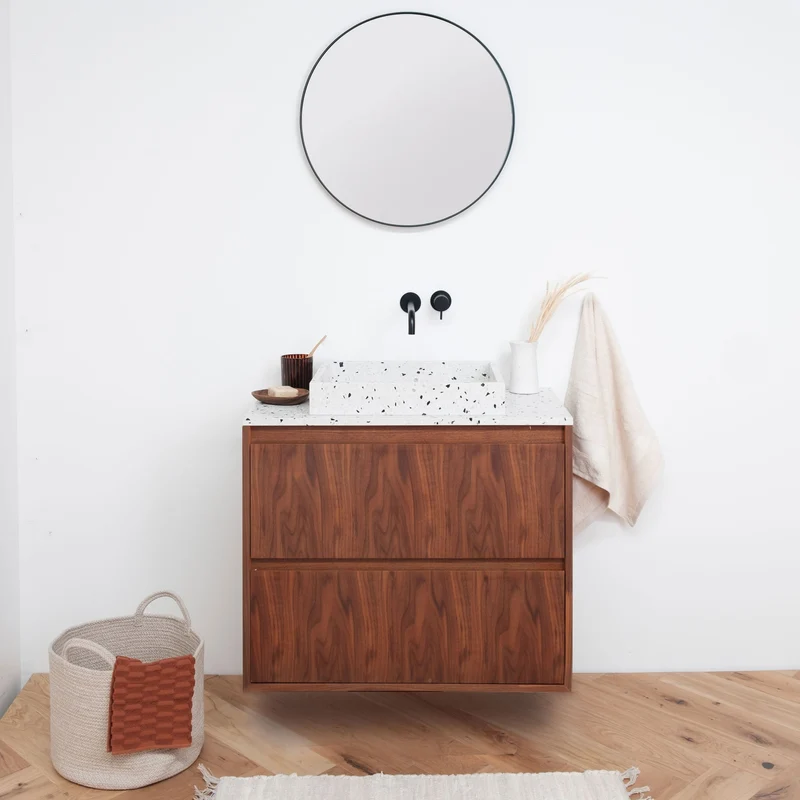 Mueble de baño Terrazzo Ann - Mueble Nogal - 80cm
