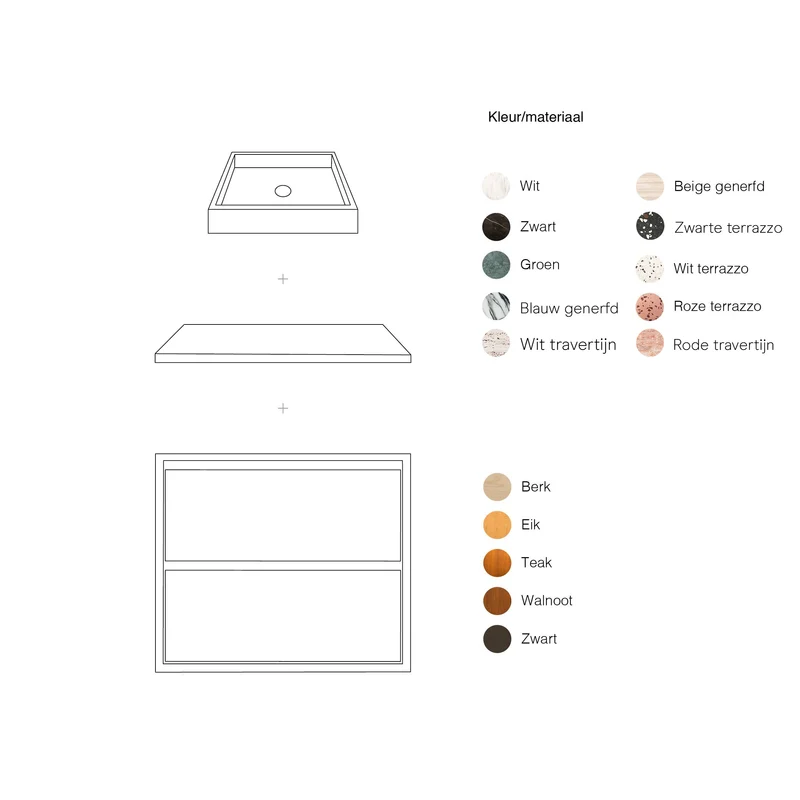 Mueble de baño Terrazzo Ann - Mueble Nogal - 80cm