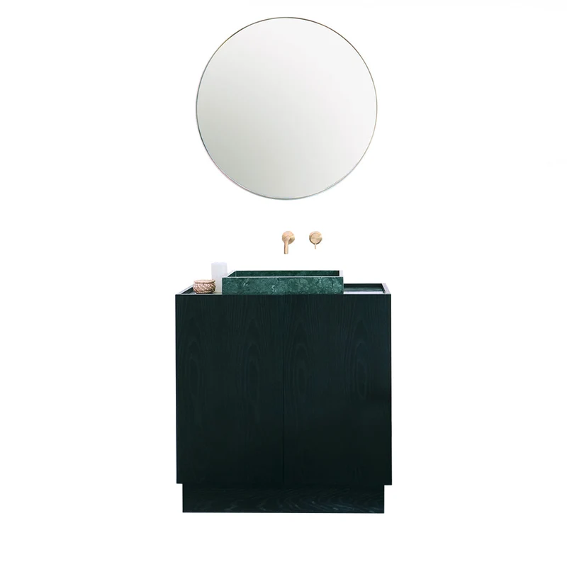 Mobiliario de baño - Mármol verde - Lavabo George - Roble negro - (84 cm) - Felix