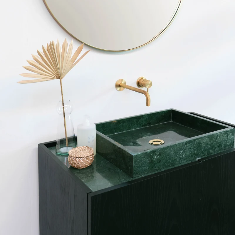 Mobiliario de baño - Mármol verde - Lavabo George - Roble negro - (84 cm) - Felix