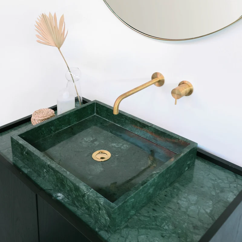 Mobiliario de baño - Mármol verde - Lavabo George - Roble negro - (84 cm) - Felix