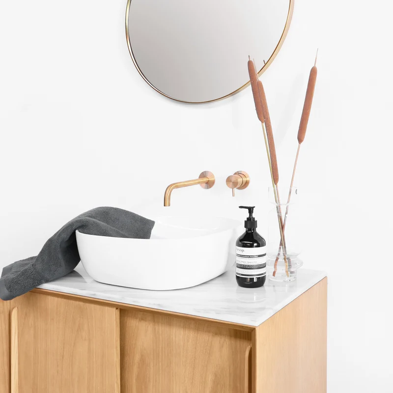 Mueble de baño madera - Mármol Blanco - Lavabo Alexis V - Roble (80 cm) - Nestor