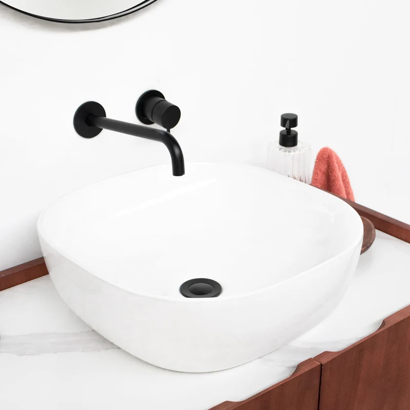 Mueble de baño - Cerámica blanca - Lavabo Alexis V - Nogal - (84 cm) - FELIX