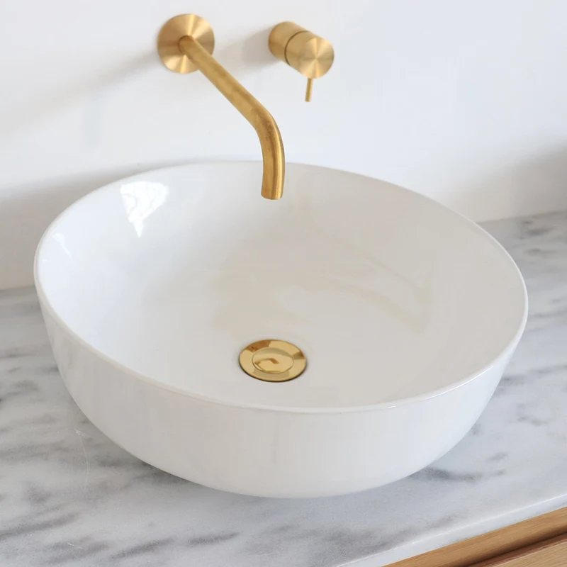 Mueble de baño Mármol Blanco Ann - Mueble Roble - Lavabo de porcelana Alexis II
