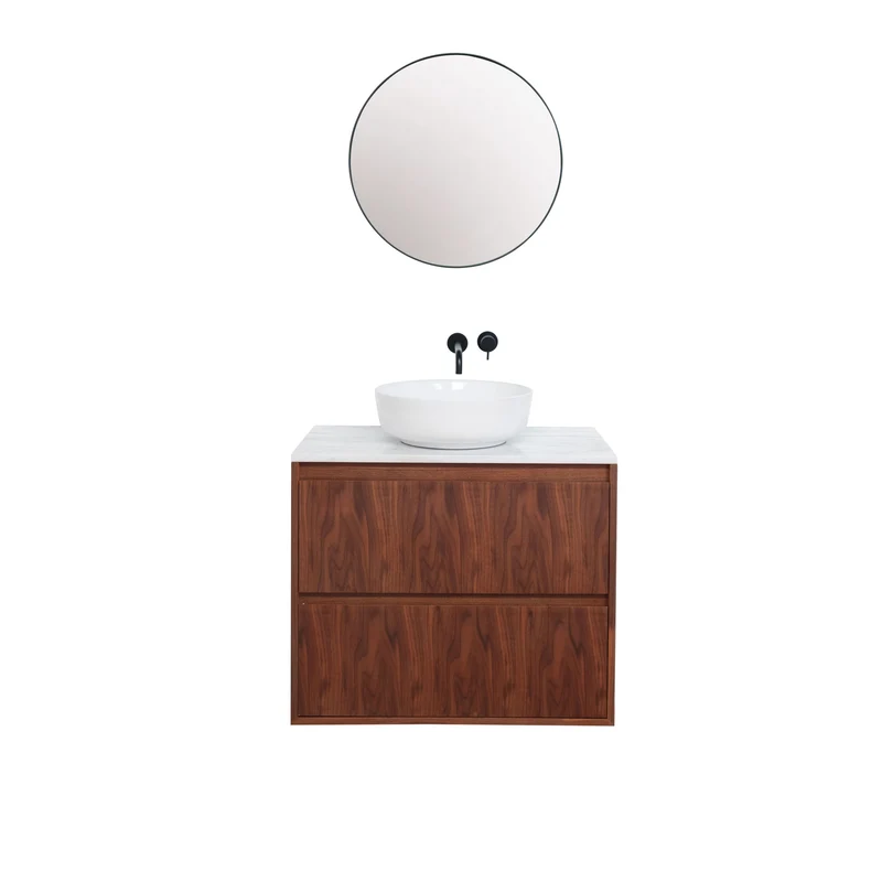 Mobiliario de baño - Mármol blanco - Lavabo Alexis II - Nogal - (80 cm) - ANN