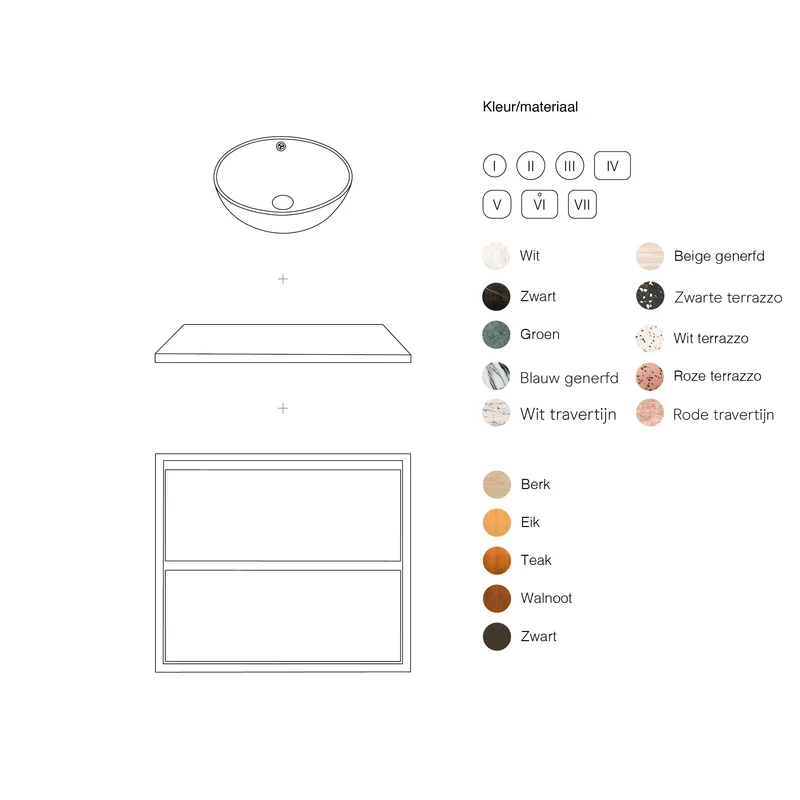 Mobiliario de baño - Mármol blanco - Lavabo Alexis II - Nogal - (80 cm) - ANN