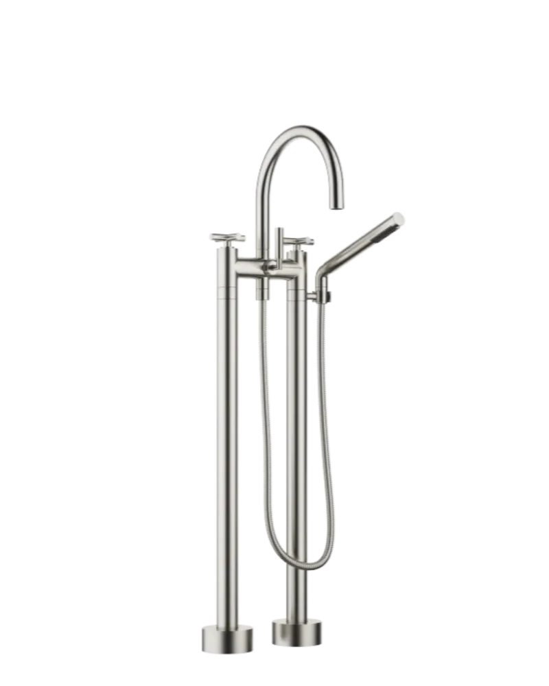 Grifo de bañera con batería de dos orificios para montaje exento con juego de ducha de mano TARA
