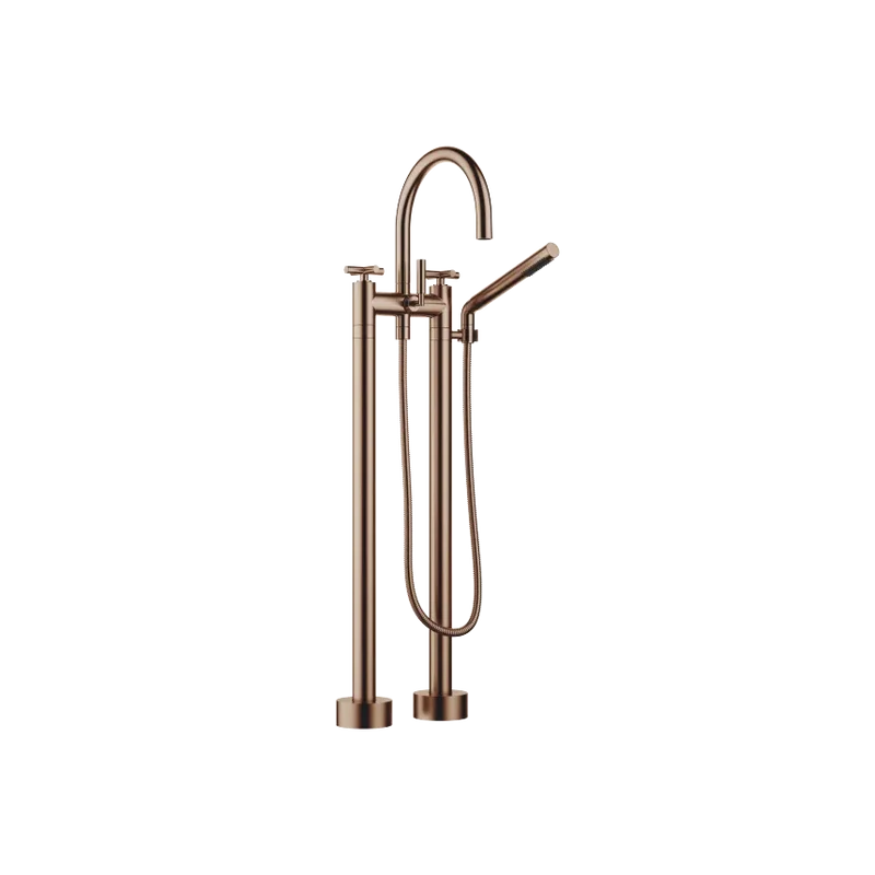 Grifo de bañera con batería de dos orificios para montaje exento con juego de ducha de mano TARA