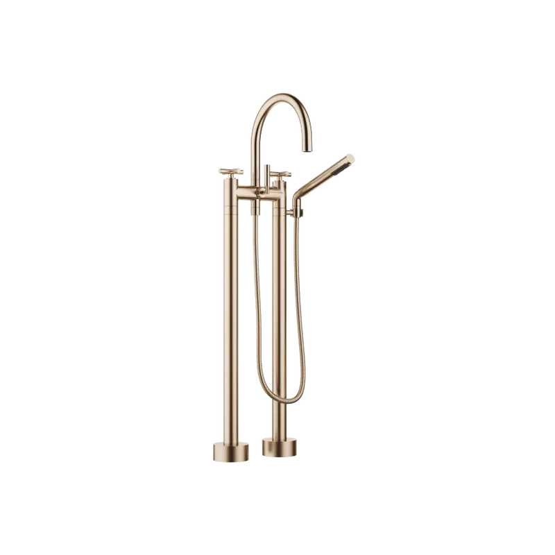Grifo de bañera con batería de dos orificios para montaje exento con juego de ducha de mano TARA