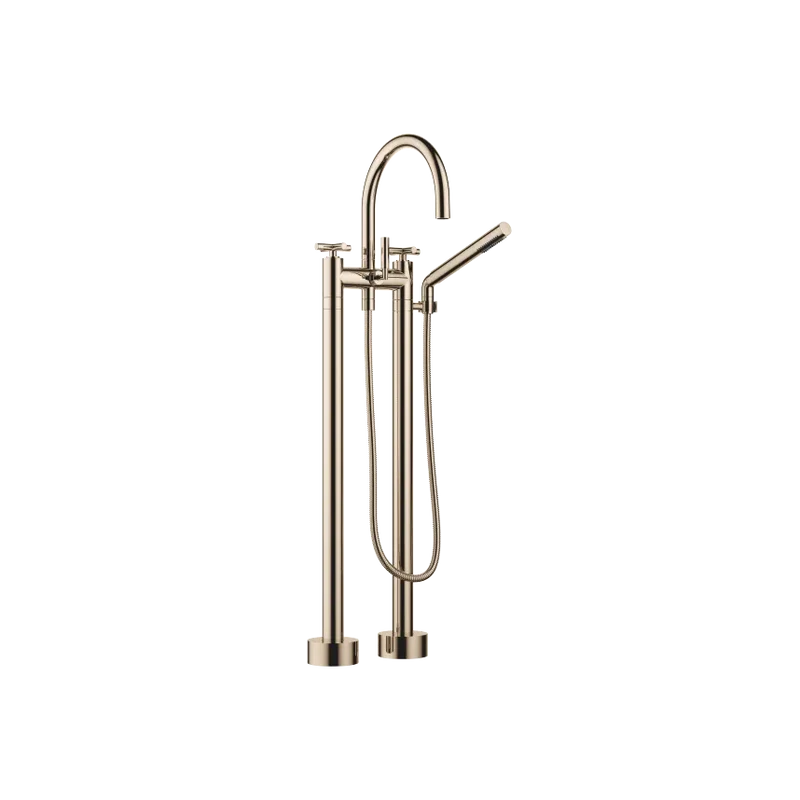 Grifo de bañera con batería de dos orificios para montaje exento con juego de ducha de mano TARA