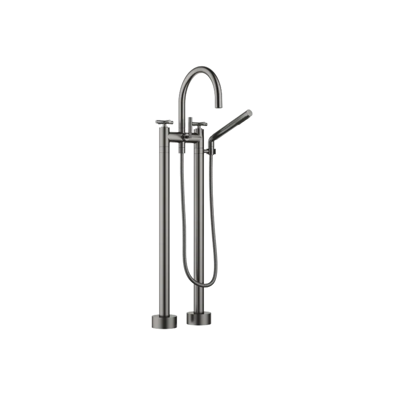 Grifo de bañera con batería de dos orificios para montaje exento con juego de ducha de mano TARA