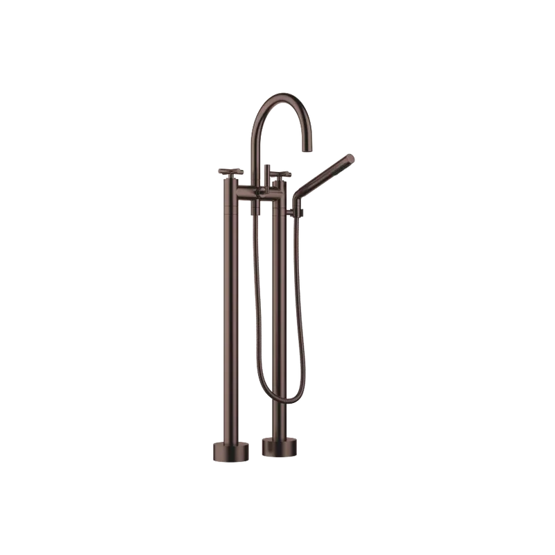 Grifo de bañera con batería de dos orificios para montaje exento con juego de ducha de mano TARA