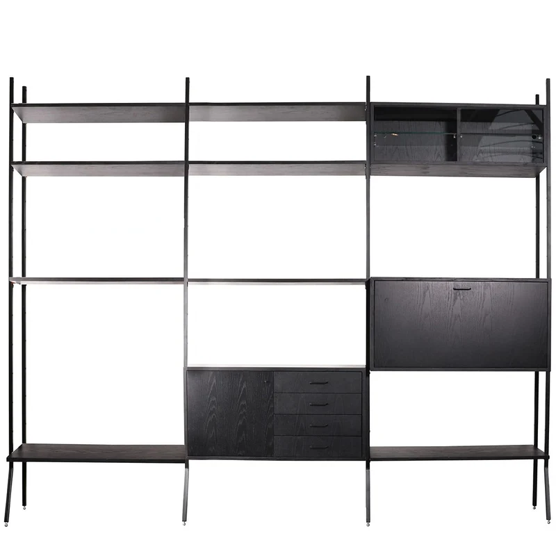 Armario de pared negro con extensión - Negro - 278×230cm