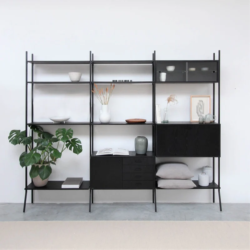 Armario de pared negro con extensión - Negro - 278×230cm
