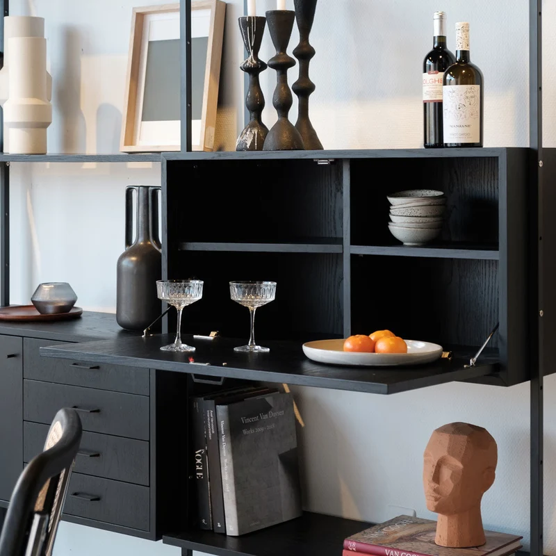 Armario de pared negro con extensión - Negro - 278×230cm