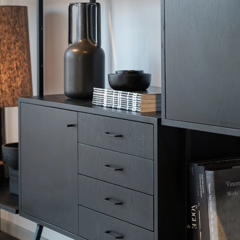 Armario de pared negro con extensión - Negro - 278×230cm