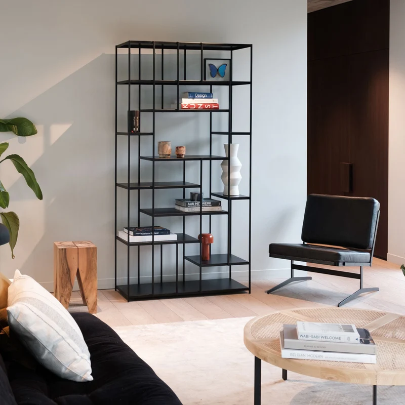Mueble con estantes abiertos de metal negro - Celine