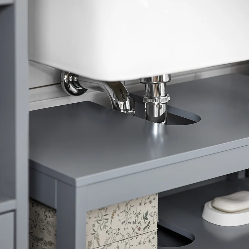 SoBuy FRG128-SG Armario para debajo del Lavabo con 1 Estante y 2 Puertas Gris