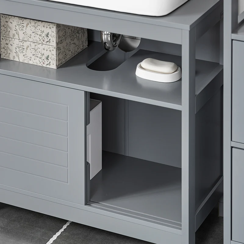 SoBuy FRG128-SG Armario para debajo del Lavabo con 1 Estante y 2 Puertas Gris