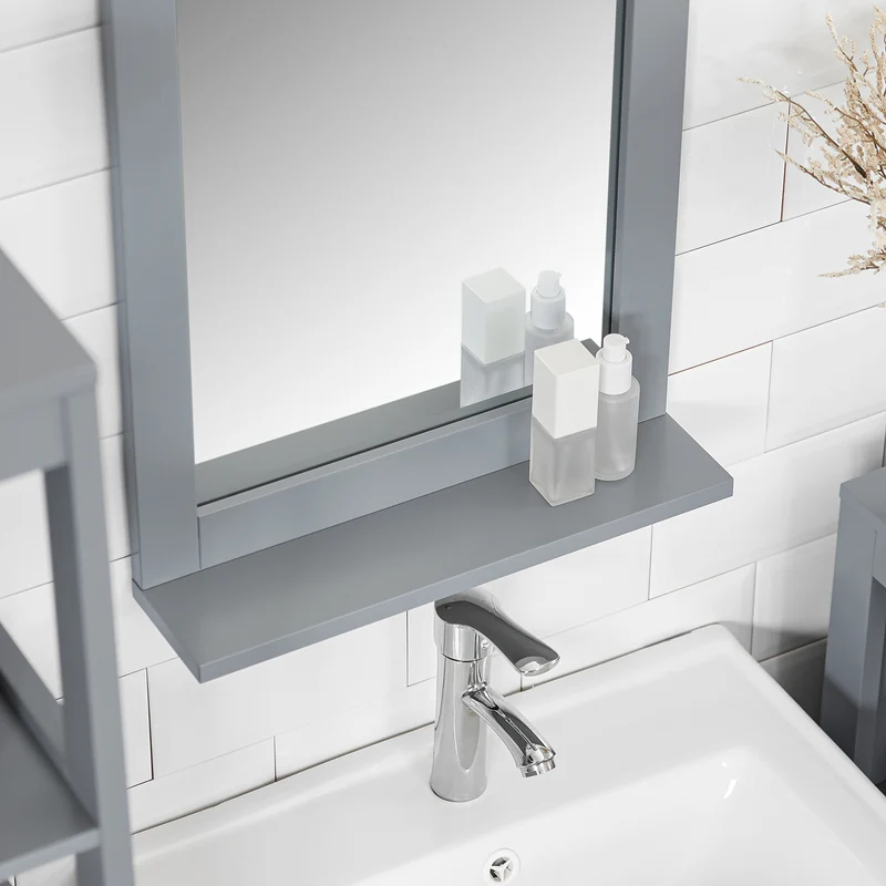 SoBuy FRG129-SG Mueble de Pared con Espejo con 1 Estante Gris