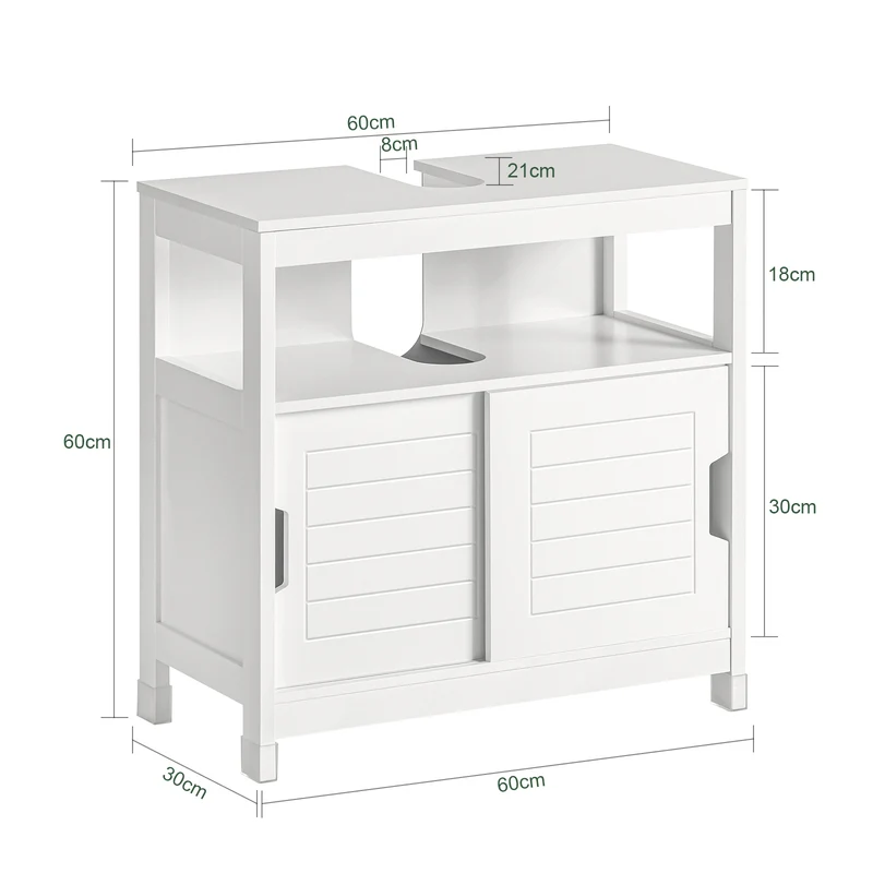 SoBuy FRG128-W Mueble para debajo del Lavabo con 1 Estante y 2 Puertas Blanco