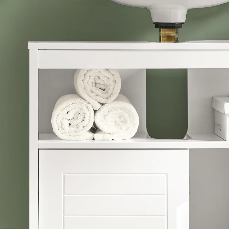 SoBuy FRG128-W Mueble para debajo del Lavabo con 1 Estante y 2 Puertas Blanco