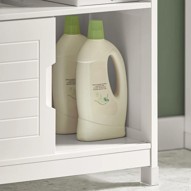 SoBuy FRG128-W Mueble para debajo del Lavabo con 1 Estante y 2 Puertas Blanco