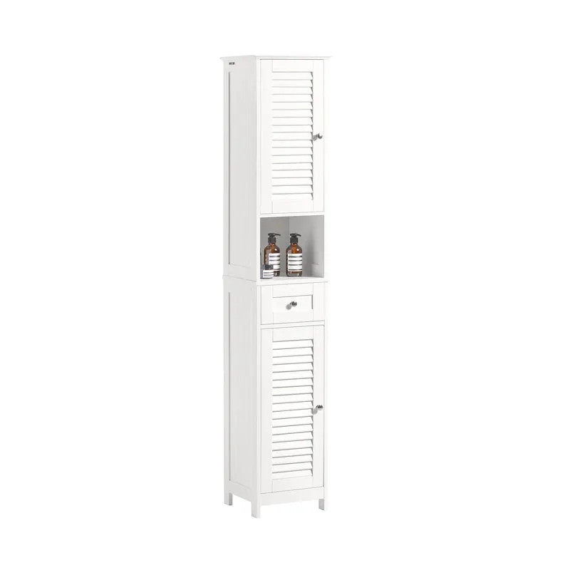 SoBuy FRG236-W Armario alto de Baño 2 puertas y 1 cajón Blanco