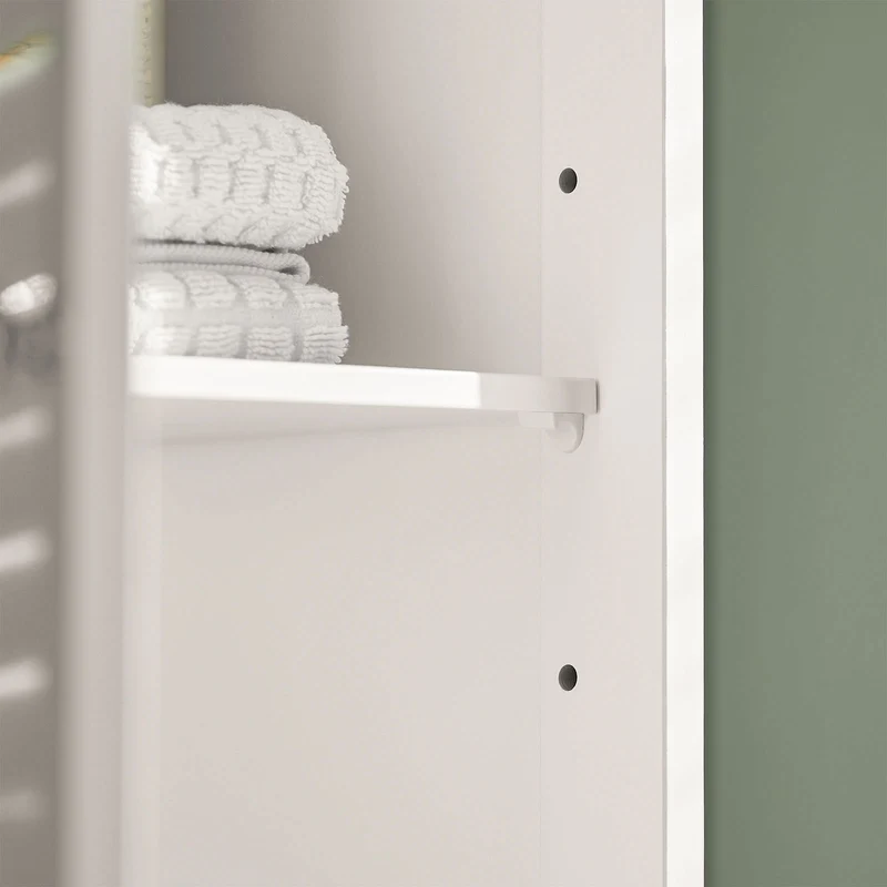 SoBuy FRG236-W Armario alto de Baño 2 puertas y 1 cajón Blanco