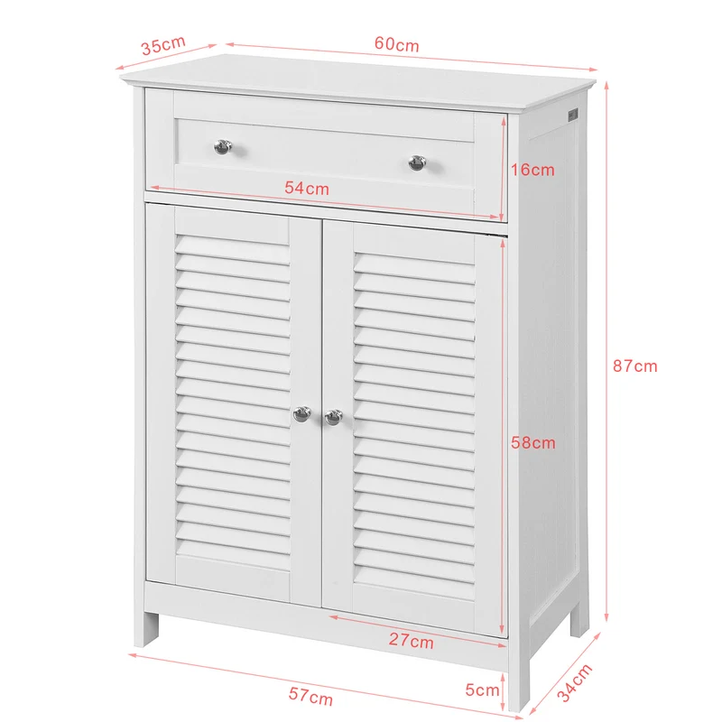 SoBuy FRG238-W Armario de Baño con 1 cajones y 2 Puertas Blanco