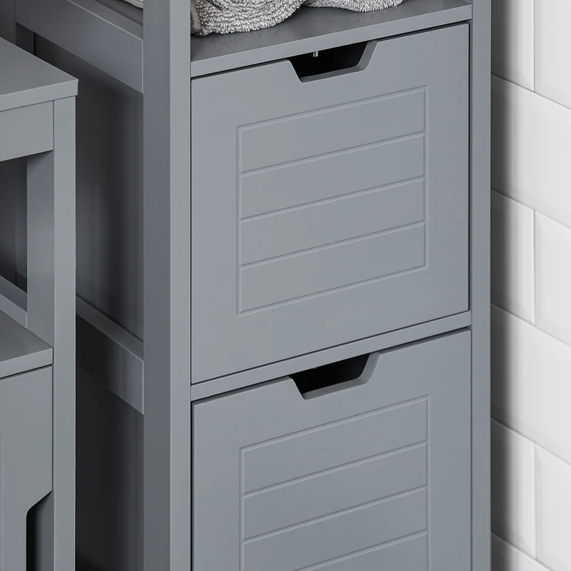 SoBuy FRG127-SG Mueble Columna de Baño con 1 Estante y 2 cajónes Gris
