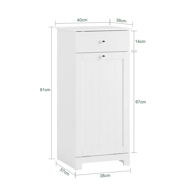 SoBuy BZR21-II-W Cesto para Ropa Sucia con un cajón Blanco