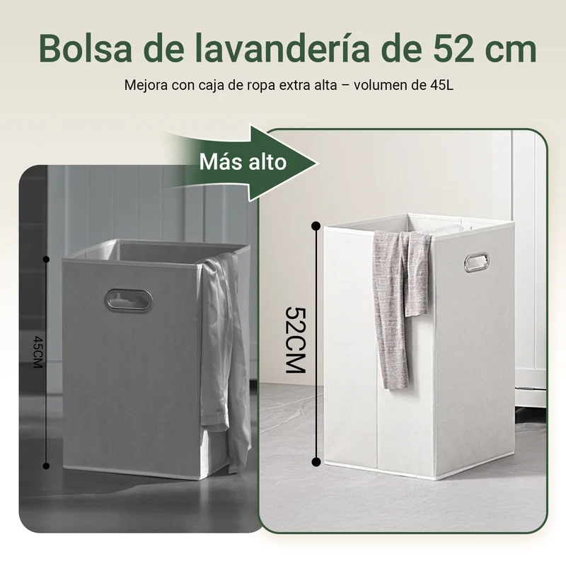 SoBuy BZR21-II-W Cesto para Ropa Sucia con un cajón Blanco