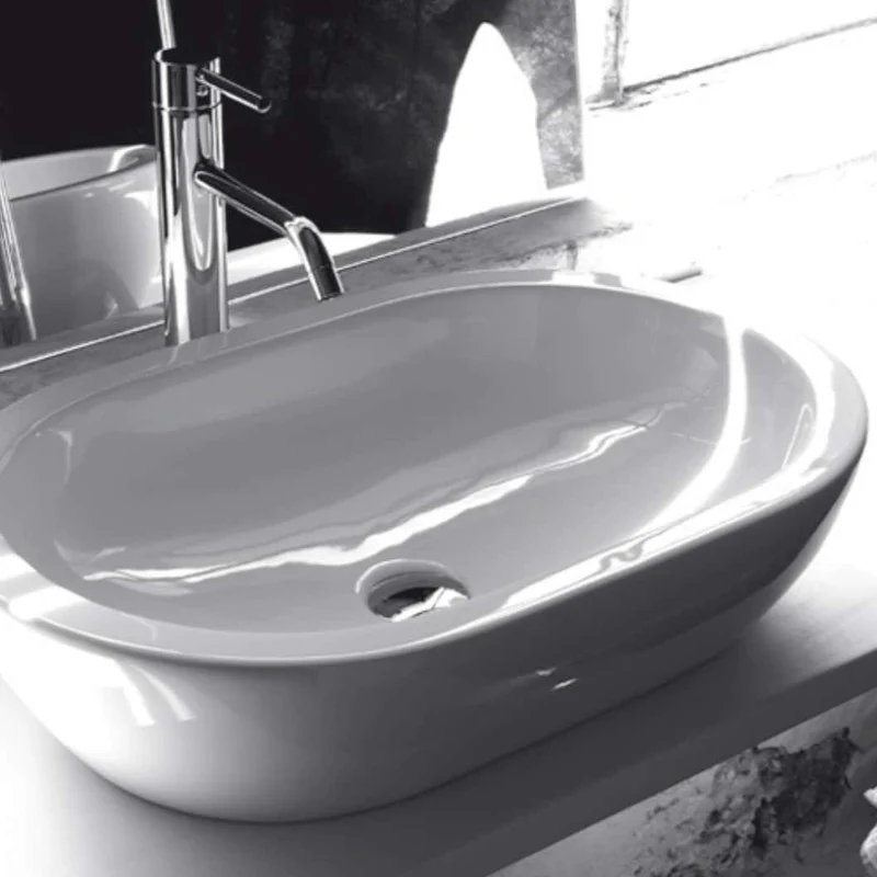 Lavabo Sobreencimera Oval BP030 Cerámica 60cm Altura Media - Balneo Toscia