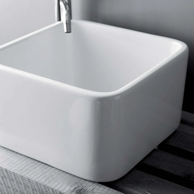 Lavabo Sobreencimera Bowl 2 Cerámica Cuadrado 36cm Alto - Balneo Toscia