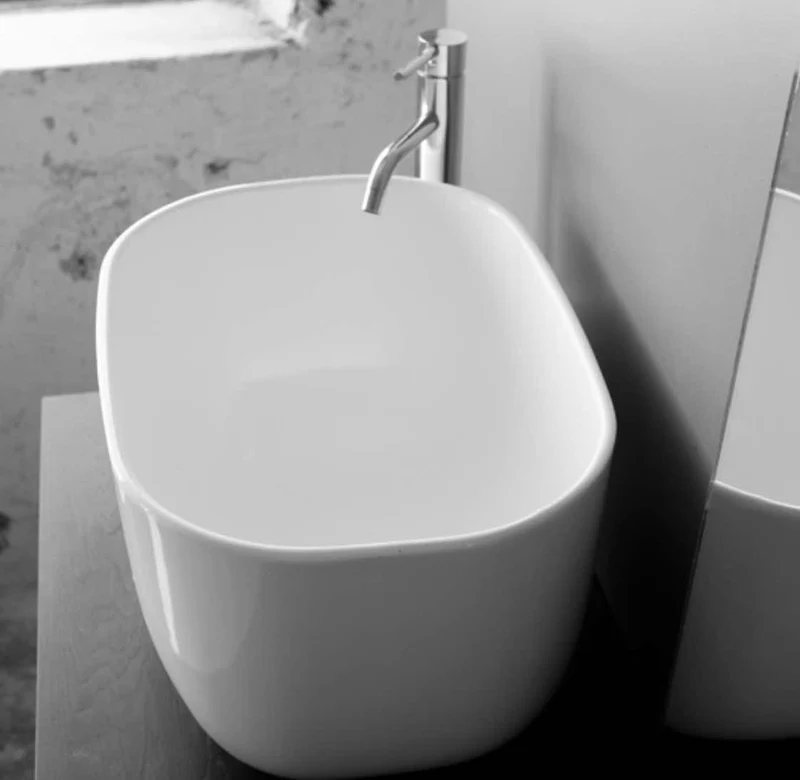 Lavabo Sobreencimera Bowl 1 Cerámica Ovalado 55cm Ultra Alto 30cm - Balneo Toscia