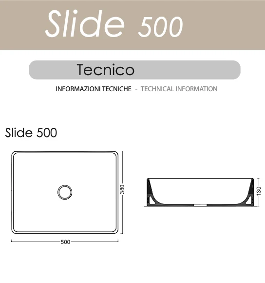 Lavabo Sobreencimera Slide Rectangular 2 Tamaños 50/60cm - Balneo Toscia