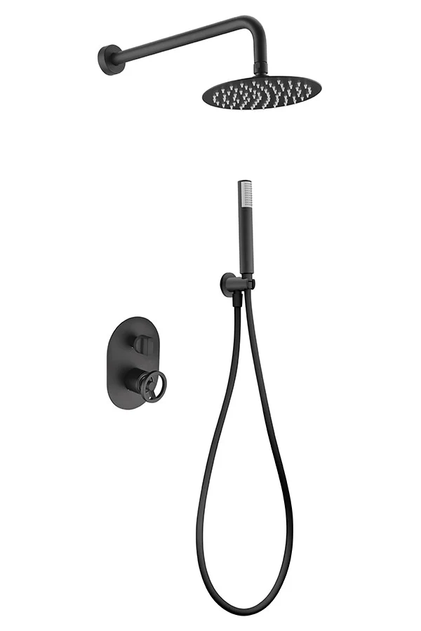 Conjunto Ducha Monomando Empotrada Olimpo Negro Mate - Imex