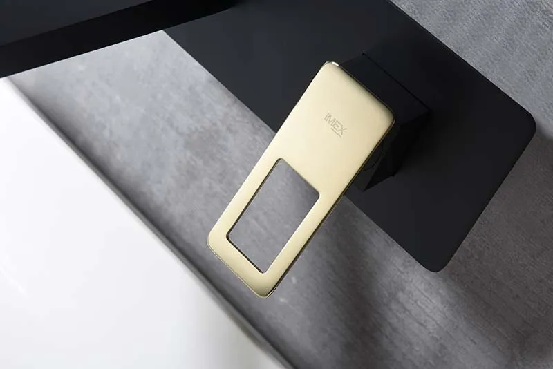 Grifería Empotrada Lavabo Suecia Negro Oro - Imex