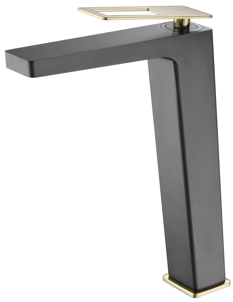 Grifería Monomando Lavabo Alto Suecia Negro Oro - Imex