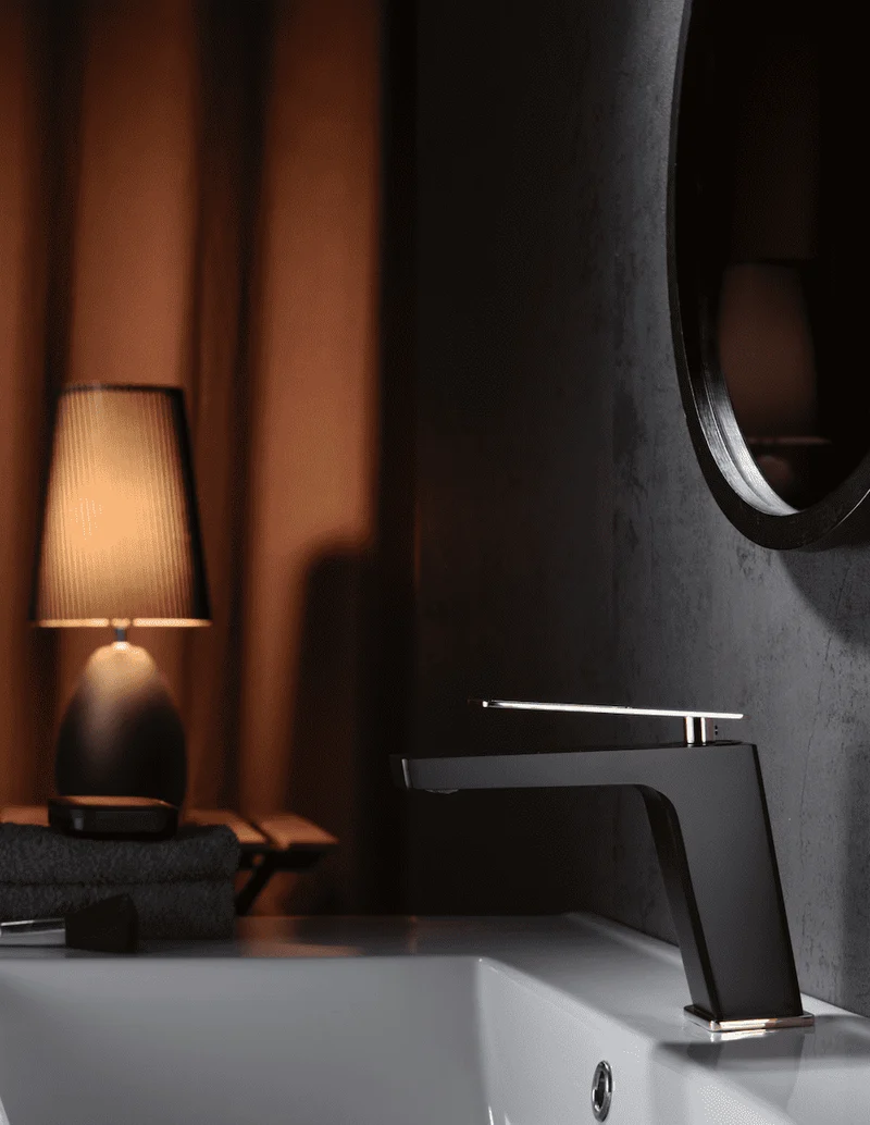 Grifería Monomando Lavabo Suecia Negro Oro - Imex