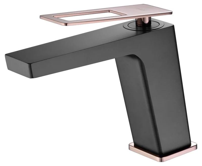 Grifería Monomando Lavabo Suecia Negro Oro Rosa - Imex