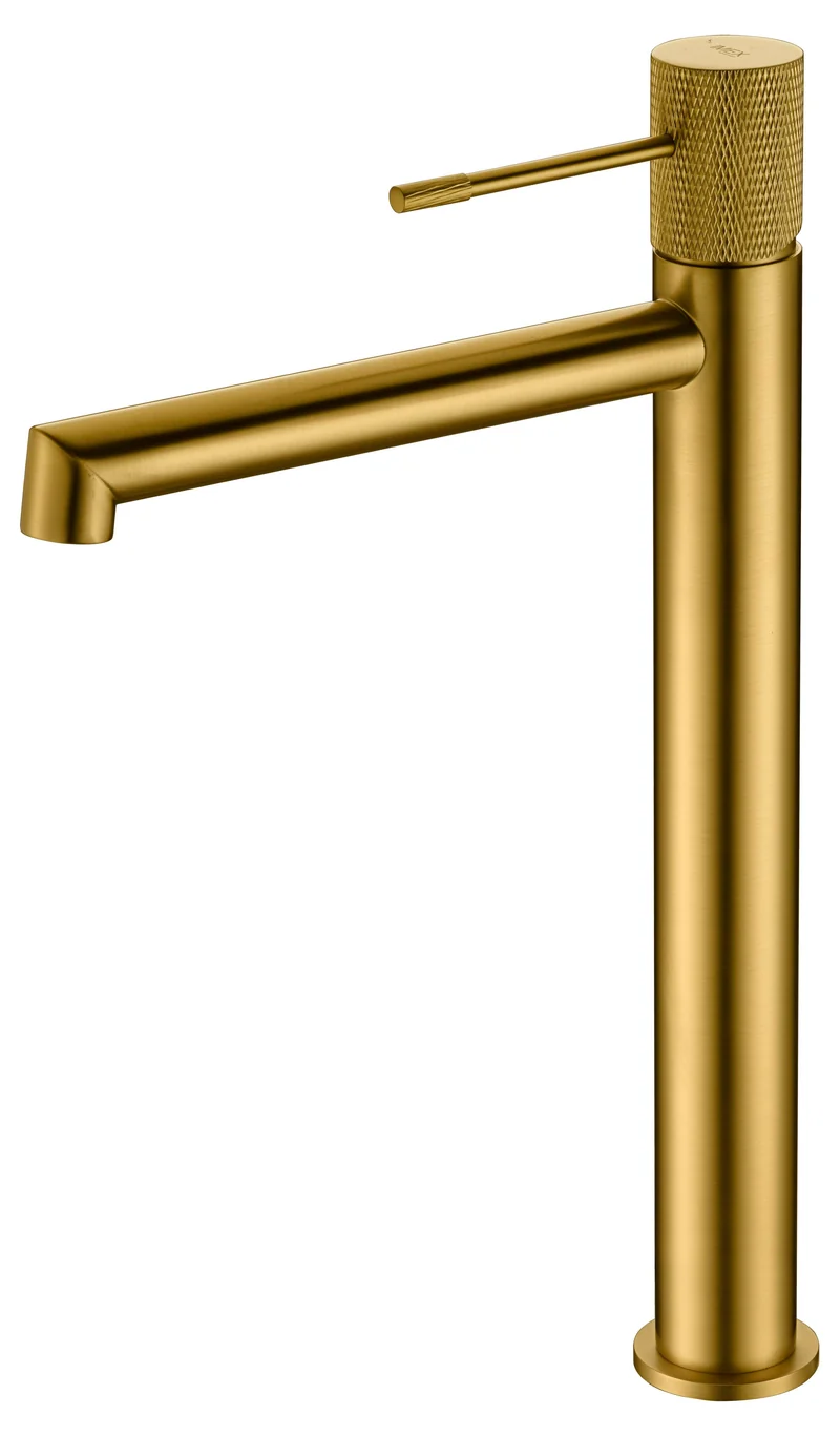 Grifería Monomando Lavabo Alto Line Oro Cepillado - Imex