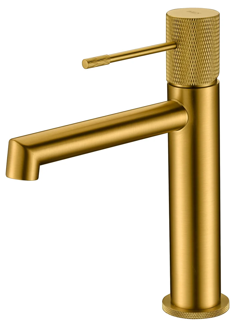 Grifería Monomando Lavabo Line Oro Cepillado - Imex