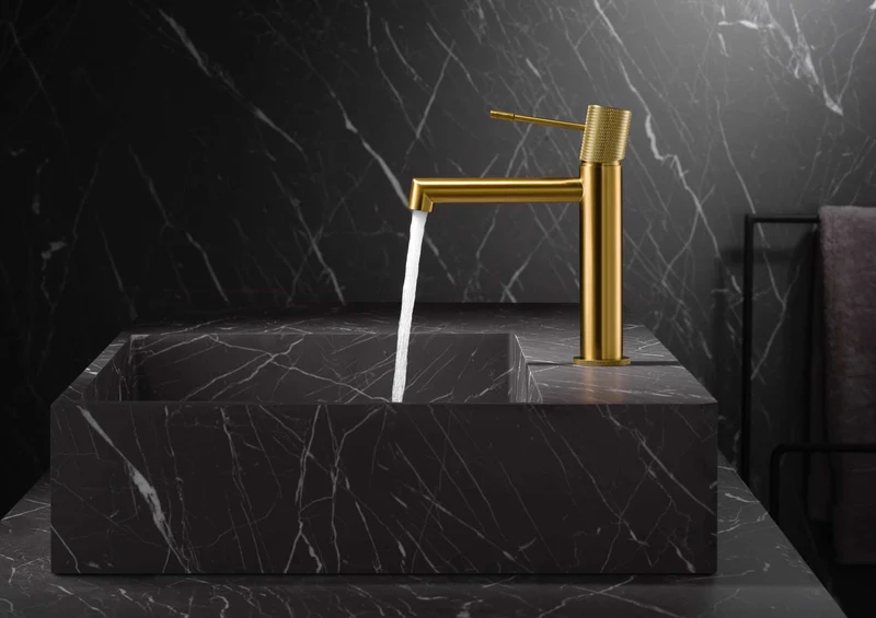 Grifería Monomando Lavabo Line Oro Cepillado - Imex