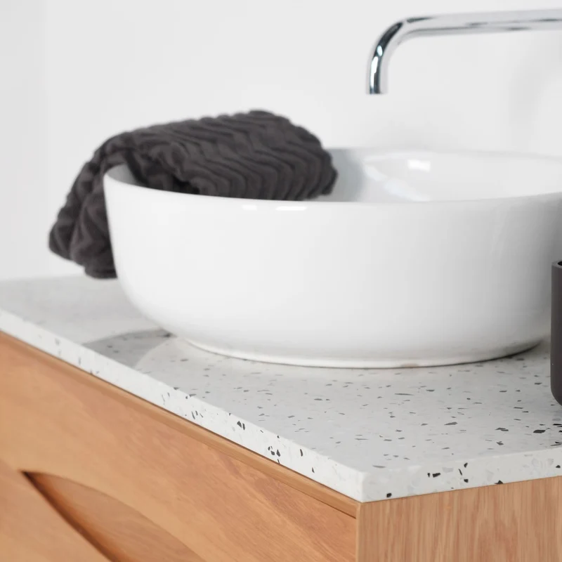 Conjunto de muebles de baño escandinavo Bill Oak - Alexis II - Aspecto terrazo - 80 cm