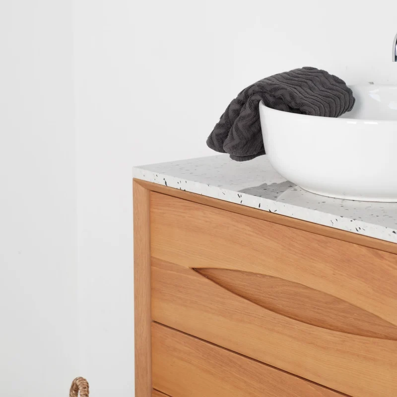 Conjunto de muebles de baño escandinavo Bill Oak - Alexis II - Aspecto terrazo - 80 cm